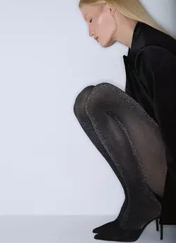 Блестящие колготки с люрексом, Черный