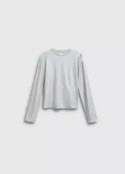 Блестящий лонгслив в рубчик для девочек, Серебряный