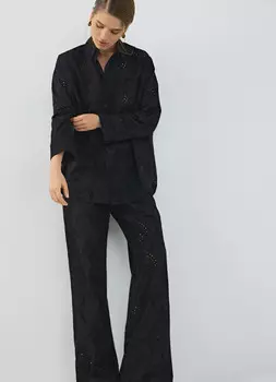 Блузка из кроше с вышивкой, Черный