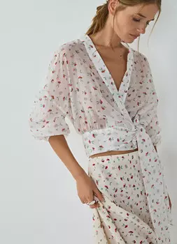 Блузка из лиоцелла на запах, Белый