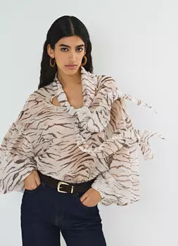 Блузка из лиоцелла с бантом-завязкой, Белый