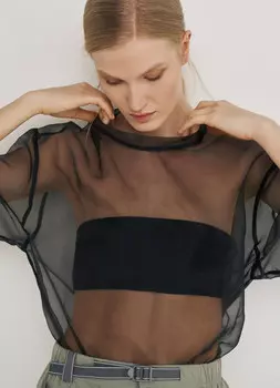 Блузка из органзы O'STIN х Экспедиция, Черный