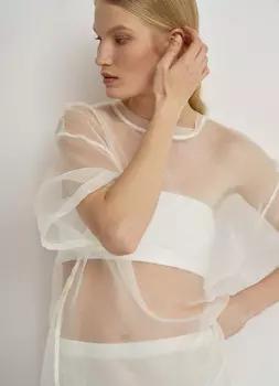 Блузка из органзы O'STIN х Экспедиция, Белый