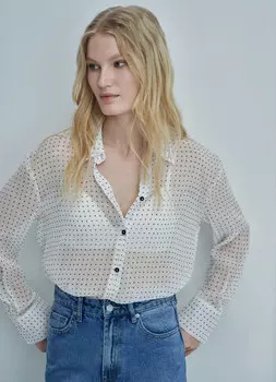 Блузка из шифона с принтом, Белый