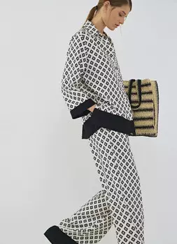 Блузка из вискозы с принтом, Белый