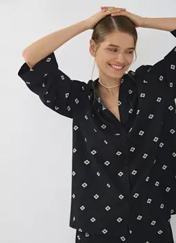 Блузка из вискозы с принтом, Черный