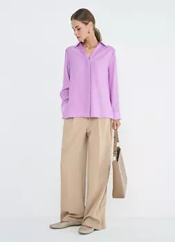 Блузка из вискозы с V-образным вырезом, Фиолетовый