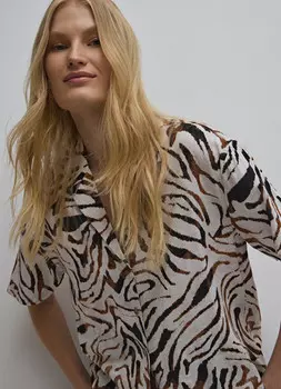 Блузка из вискозы со льном, Бежевый