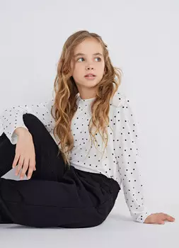Блузка прилегающая для девочек, Белый