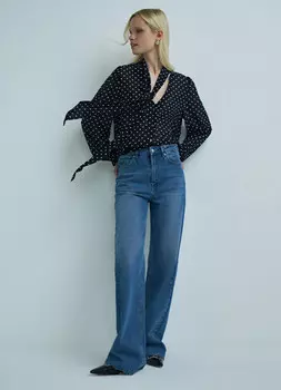 Блузка с бантом, Синий