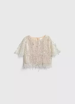 Блузка с пайетками для девочек, Желтый