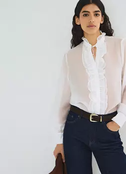 Блузка с рюшами, Белый