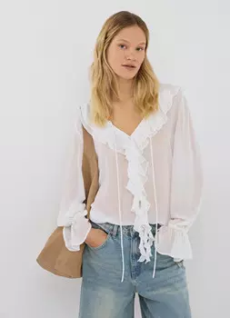 Блузка с рюшами, Белый