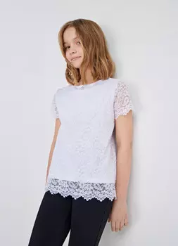 Блузка свободная для девочек, Белый