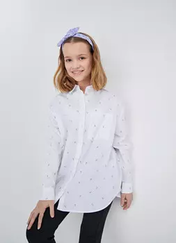 Блузка свободная для девочек, Белый