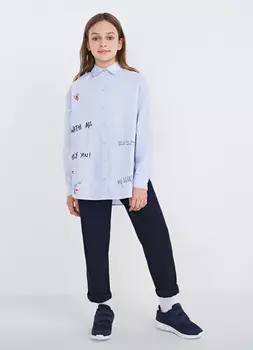 Блузка свободная для девочек, Голубой