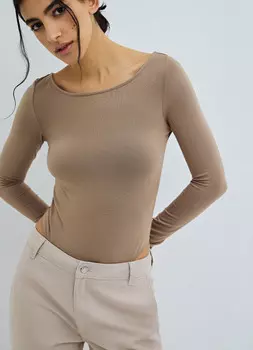 Боди из вискозы, Бежевый