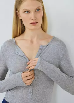 Боди с длинным рукавом, Серый