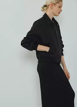 Бомбер из хлопка на молнии, Черный