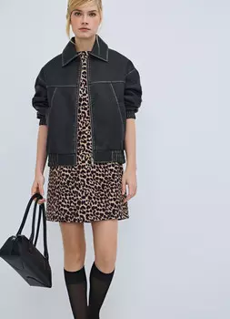 Бомбер из искусственной кожи, Коричневый