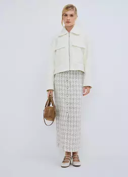 Бомбер из пальтовой ткани, Бежевый