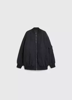 Бомбер оверсайз для девочек, Черный