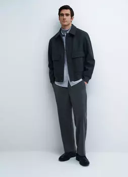 Куртка с отложным воротником и накладными карманами, Серый