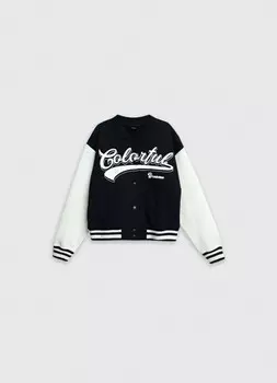 Бомбер свободный для девочек, Черный