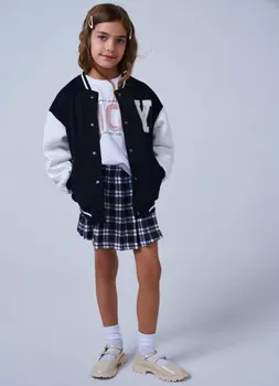 Бомбер свободный для девочек, Черный