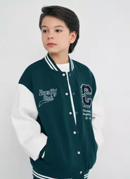 Бомбер трикотажный для мальчиков, Зеленый