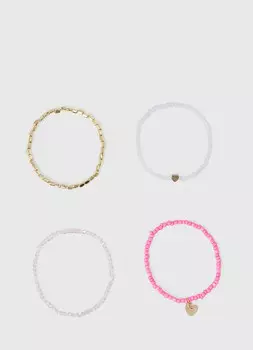 Браслеты для девочек, 4 шт., Розовый