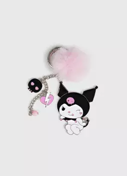 Брелок Kuromi с помпоном для девочек, Серебряный