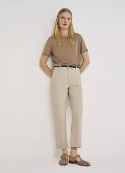 Брюки-чиносы с поясом, Бежевый