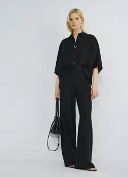 Брюки из полупрозрачной ткани, Черный