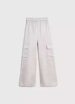Брюки из сатина с карго-карманами для девочек, Бежевый