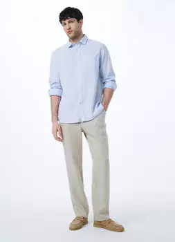 Брюки изо льна, Бежевый