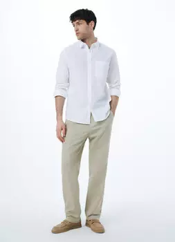 Брюки изо льна, Бежевый