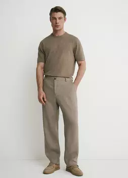 Брюки изо льна, Бежевый