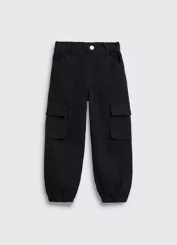 Брюки с карго-карманами для девочек, Черный