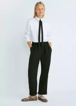 Брюки с защипами для девочек, Черный