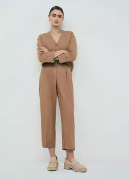 Брюки со складками на поясе, Бежевый