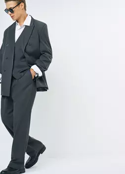 Брюки со складками O'STIN x Яндекс Книги, Серый