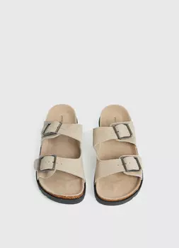 Cандалии из натуральной замши, Бежевый