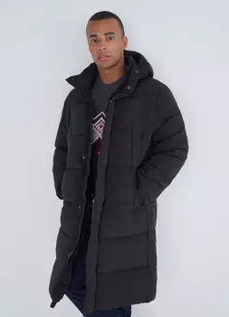 Длинная утеплённая стёганая куртка, Черный