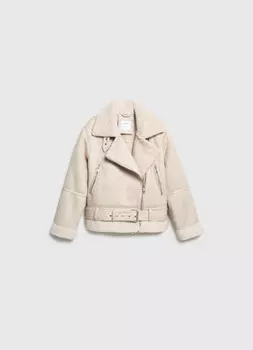 Дублёнка из искусственной замши с мехом для девочек, Бежевый