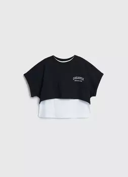 Двойная футболка для девочек, Черный