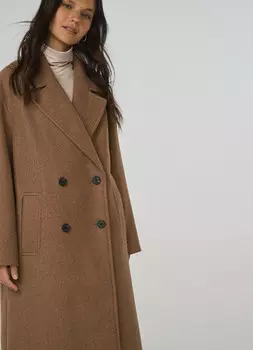 Двубортное пальто, Бежевый