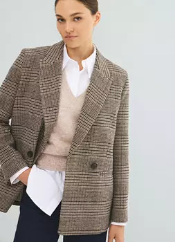 Двубортный жакет, Бежевый