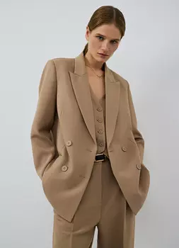 Двубортный жакет, Бежевый
