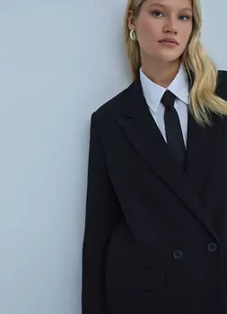 Двубортный жакет, Черный